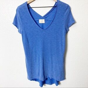 Anthropologie T.La Striped Blue Short Sleeve Top